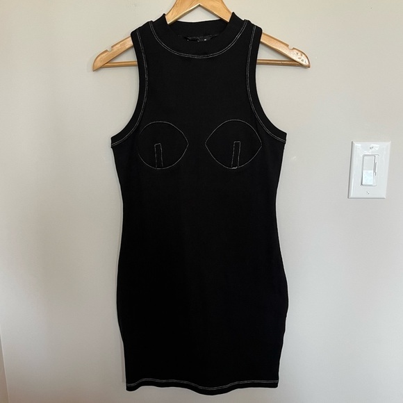 Lioness Cotton Ribbed Black Body Con Mini Dress BNWT - Picture 3 of 10